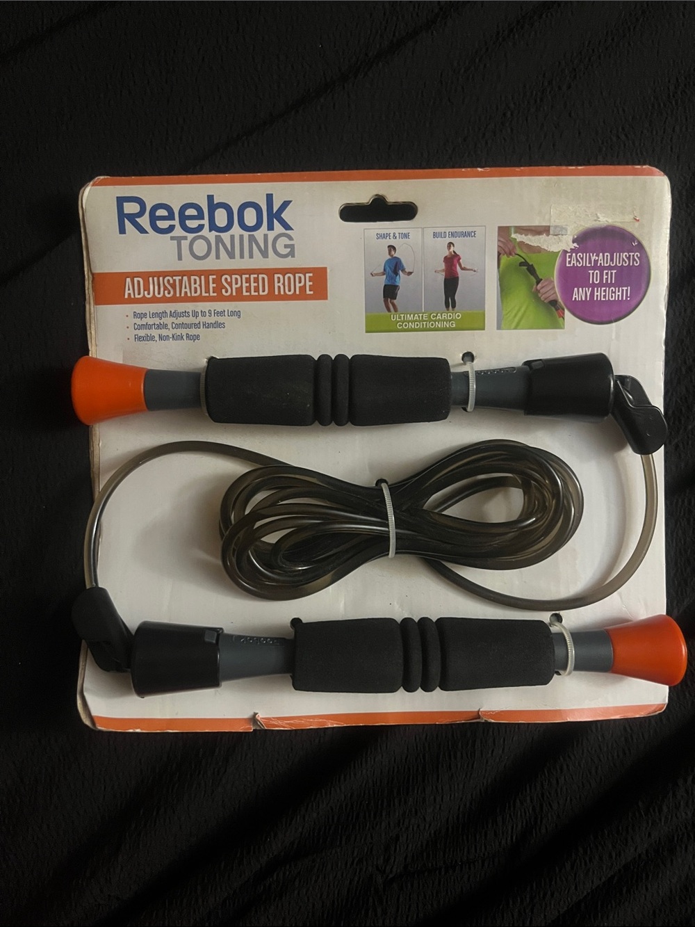 Reebok Adjustable Speed Jump Rope - Black & Orange